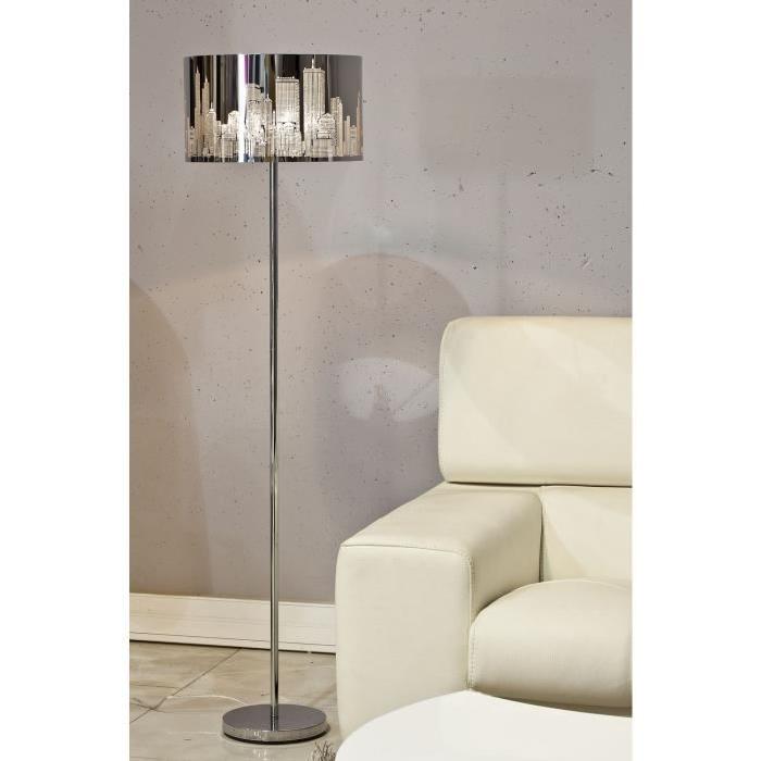 NEW YORK lampadaire chrome et noir . Hauteur 155cm