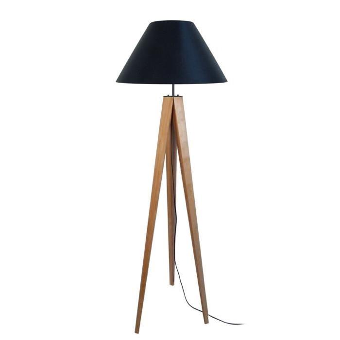 IDUN Trépied de  lampadaire en bois massif pour lampadaire 50x163 cm naturel