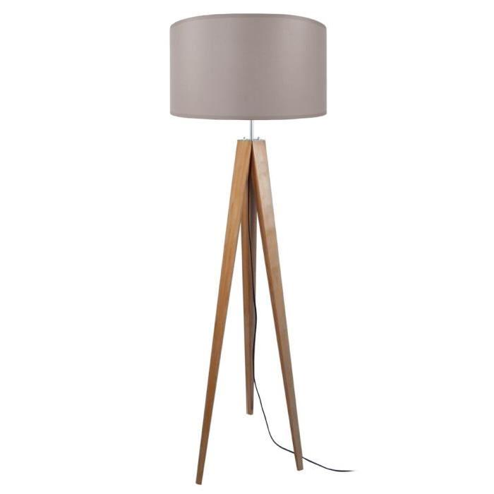 IDUN Trépied de lampadaire en bois massif pour lampadaire 45x163 cm naturel