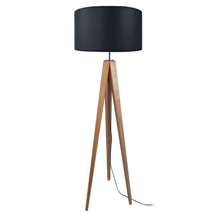 IDUN Trépied de lampadaire en bois massif pour lampadaire 45x163 cm naturel