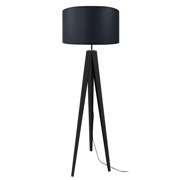 TOSEL Trépied de lampadaire en bois massif pour lampadaire Idun 45x163 cm noir