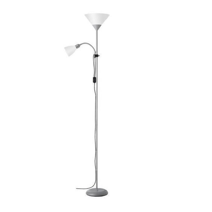 BRILLIANT Lampadaire avec liseuse Spari 4 hauteur 180 cm E27 60W argent et blanc