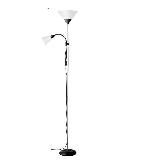 BRILLIANT Lampadaire avec liseuse Spari 4 hauteur 180 cm E27 60W noir et blanc