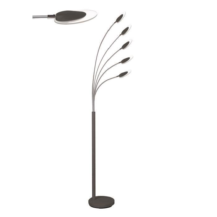 SHELL Lampadaire LED métal - L 25 x P 75 x H 180 cm - Gris chromé