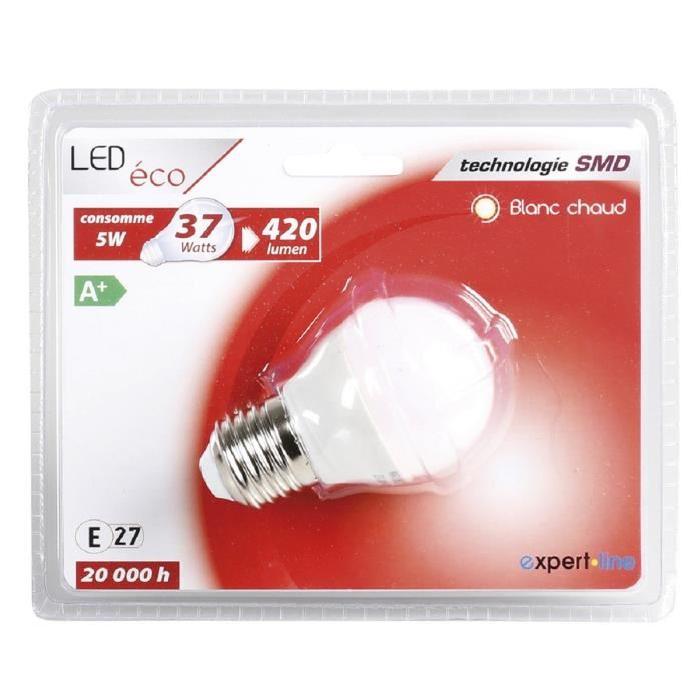 EXPERT LINE Ampoule LED E27 G45 5 W équivalent a 37 W blanc chaud