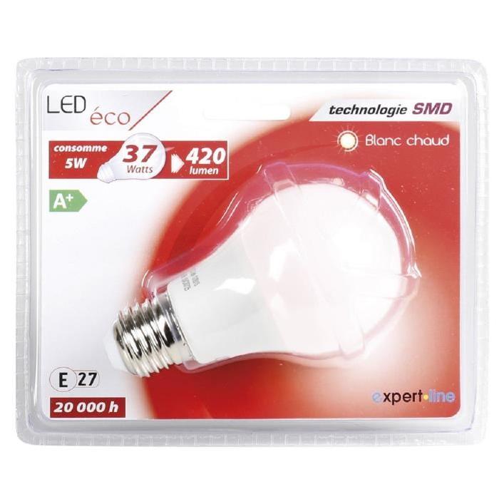 EXPERT LINE Ampoule LED E27 5 W équivalent a 37 W blanc chaud