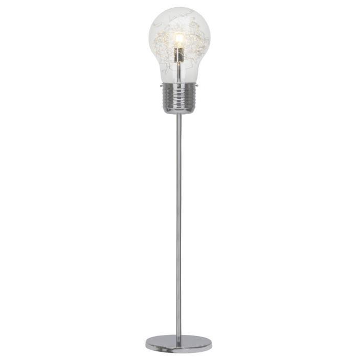 BULB Lampadaire en métal & verre - 153x29,5cm - Chrome