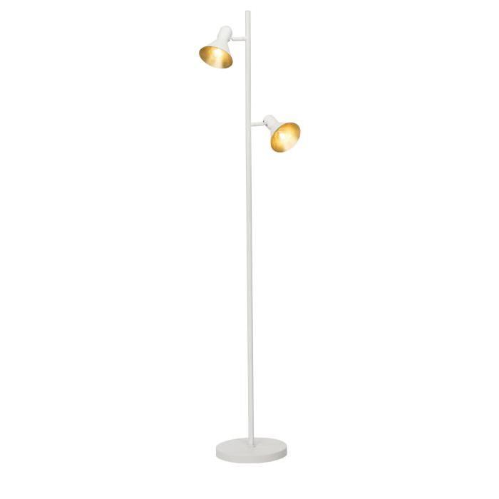 AZTEKAS Lampadaire 3L métal - 144x2,7x2,3 cm - Blanc / doré