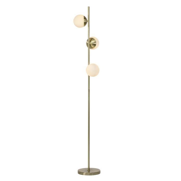 SHERA Lampadaire 3L en métal - 152x22cm - Laiton poli / blanc