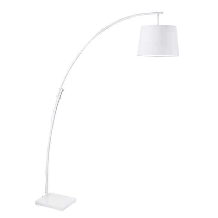 Lampadaire Arc métal E27 60W base marbre 35x25 cm blanc