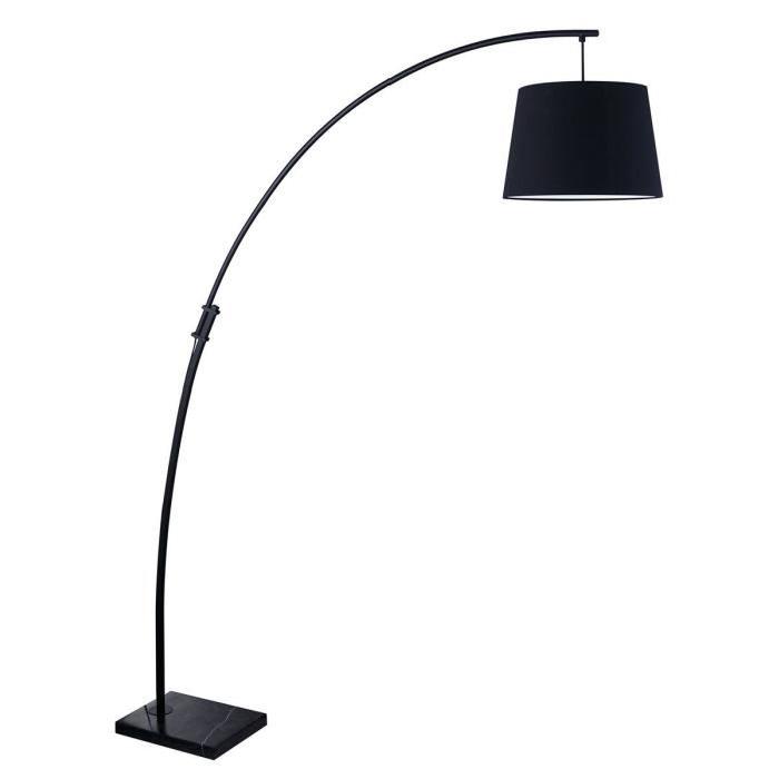 Lampadaire Arc métal E27 60W base marbre 35x25 cm noir