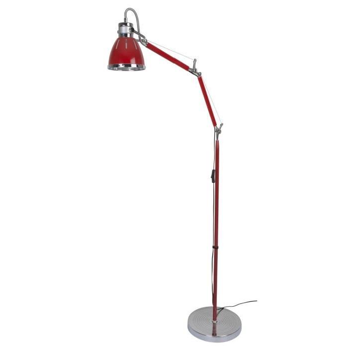 Lampadaire articulé en métal Atlanta 175 cm E27 11 W rouge