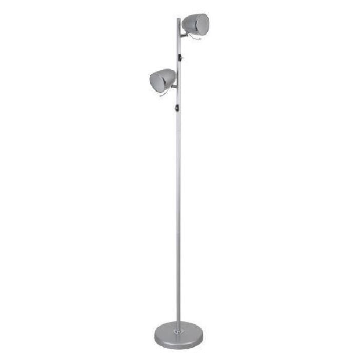 Lampadaire multilumiere a 2 lumieres 160 cm E14 15W argent