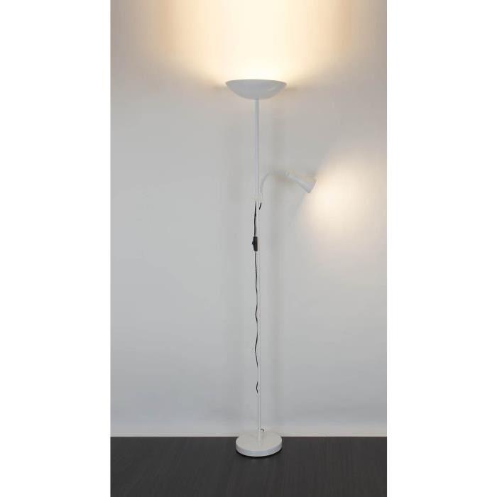 MIX Lampadaire LED a 3 lumieres E27 10W 806Lm 3000K + E14 5W 470Lm 3000K hauteur 178 cm blanc