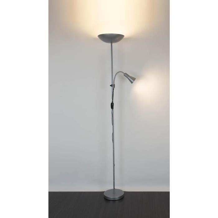 MIX Lampadaire LED a 3 lumieres E27 10W 806Lm 3000K + E14 5W 470Lm 3000K hauteur 178 cm argent