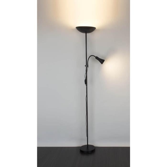 MIX Lampadaire LED a 3 lumieres E27 10W 806Lm 3000K + E14 5W 470Lm 3000K hauteur 178 cm noir