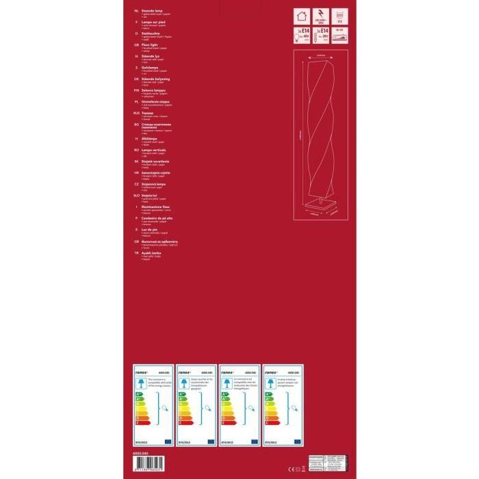 RANEX Lampadaire Twister en métal et papier. Hauteur 140 cm