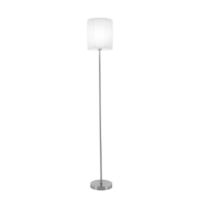 GLOBO LIGHTING Lampadaire nickel mat plissé - Variateur sensitif - Diametre 24 cm - Hauteur 162 cm - Blanc