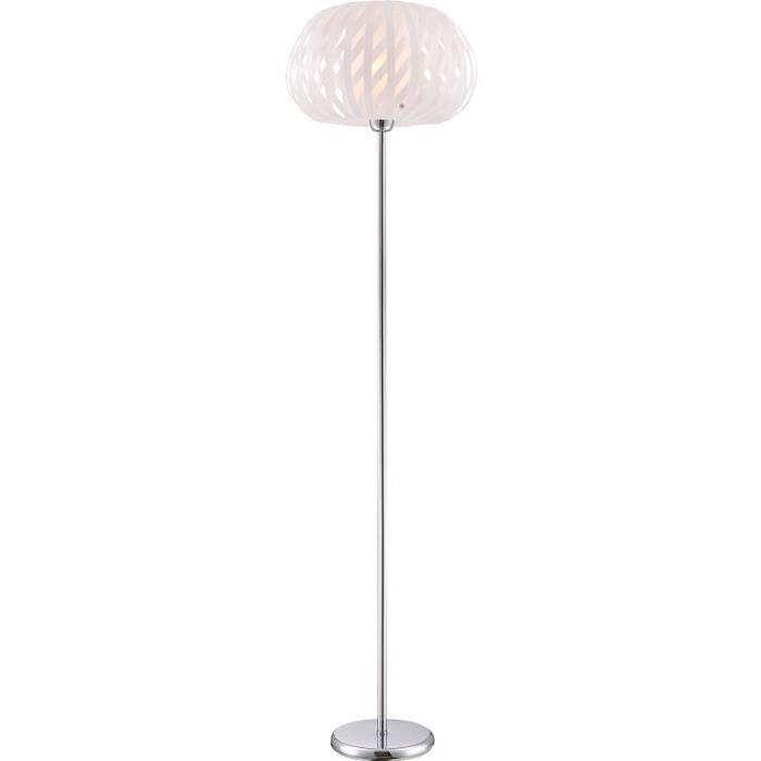 GLOBO LIGHTING Lampadaire chrome et plastique - Interrupteur- Diametre 35 cm - Hauteur 139 cm - Blanc