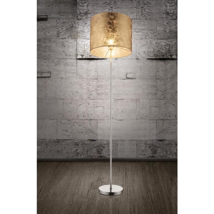 GLOBO LIGHTING Lampadaire mat plastique - Tissu doré - Interrupteur - Diametre 40 cm - Hauteur 160 cm - 60W - 230V