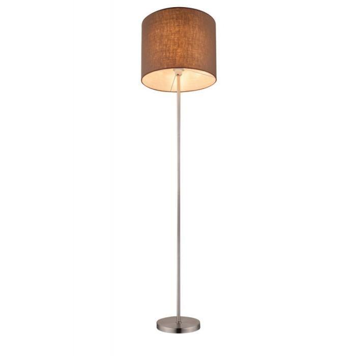 GLOBO LIGHTING Lampadaire mat - Plastique - Tissu marron - Interrupteur - Diametre 40 cm - Hauteur 160 cm - 60W - 230V