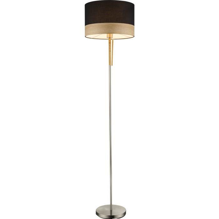 GLOBO LIGHTING Lampadaire mat bois marron - Tissu noir - Diametre 40 - Hauteur 170 - 60W - 230V