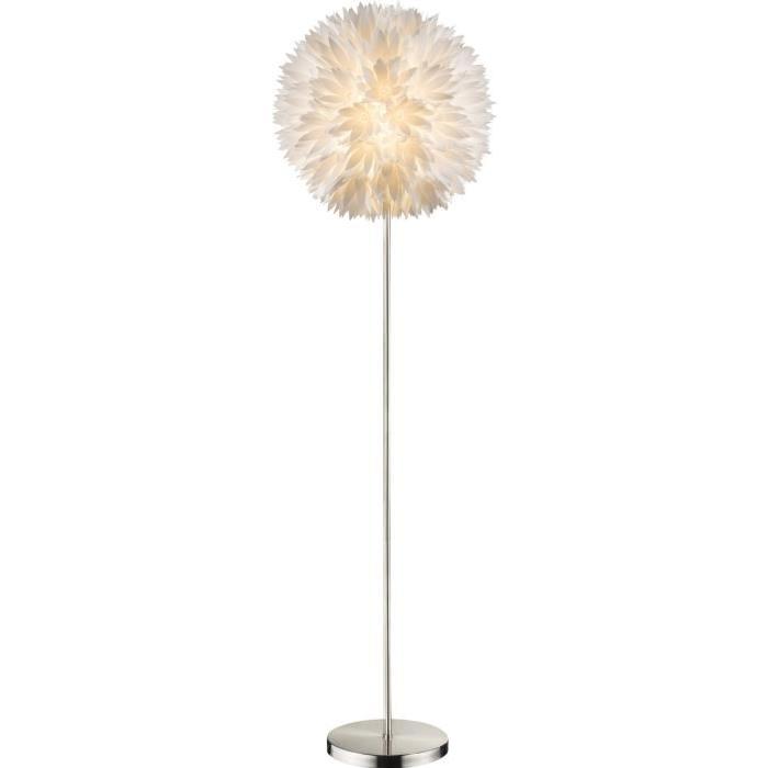 GLOBO LIGHTING Lampadaire nickel mat plastique - Interrupteur- Diametre 45 cm - Hauteur 157 cm - Blanc