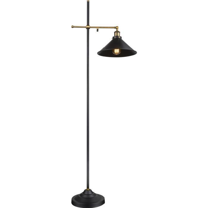 GLOBO LIGHTING Lampadaire métal laiton vieilli - Interrupteur - 50x30x15,50 cm - Noir