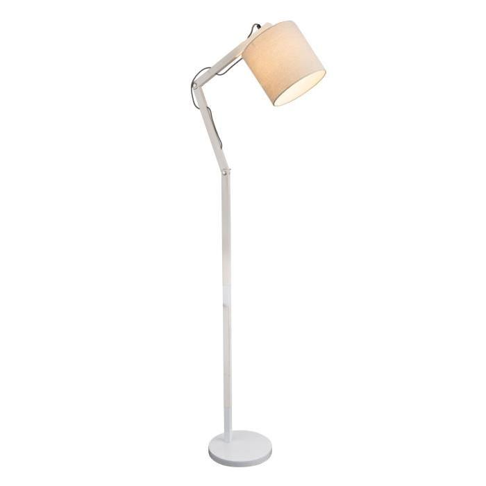 GLOBO LIGHTING Lampadaire métal blanc - H 160 cm -  Abat-jour beige