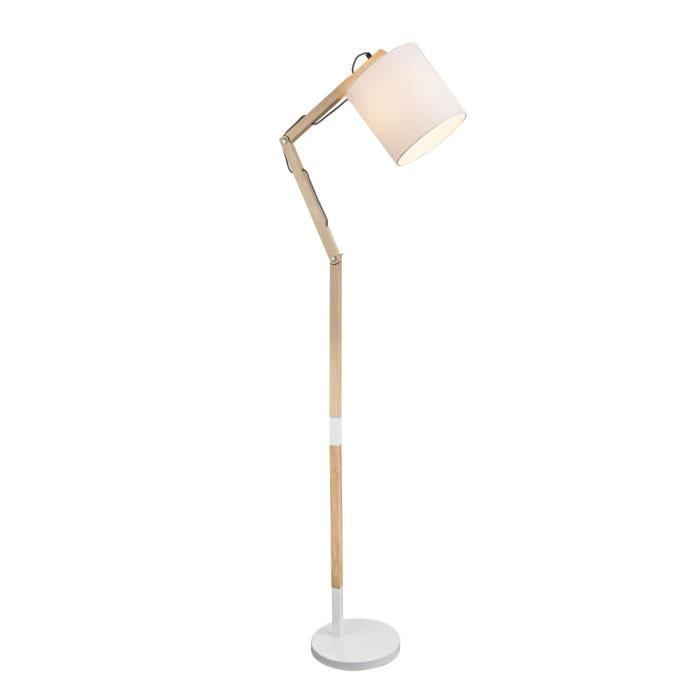 GLOBO LIGHTING Lampadaire métal blanc - H 160 cm -  Abat-jour blanc