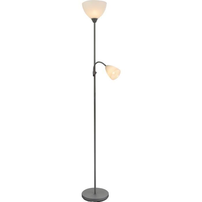 GLOBO LIGHTING Lampadaire - Plastique opal - ř 25 -5 cm - Hauteur 176 -3 cm -  Blanc et gris