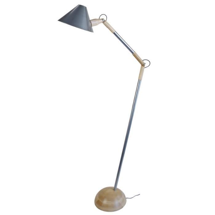 Lampadaire liseuse Wendel 1,34 a 2 cm 20 W équivalent a 75 W gris