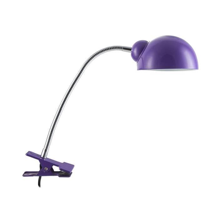 Lampe pince de bureau Quincy E14 40W violet