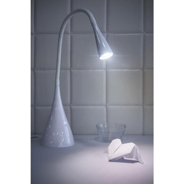 Lampe de bureau Conico hauteur 66 cm 8W équivalent a 40W blanc