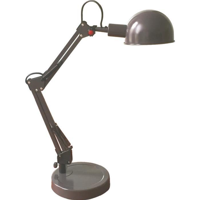 Lampe Factory tete orientable hauteur 45 cm E14 40W gris