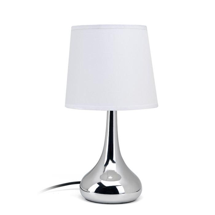 ROMY Lampe a poser/chevet tactile Chrome. Hauteur 30 cm