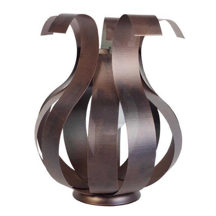 PALMIRA  vase Lampe bandes métal perforées, hauteur 45 cm, bronze