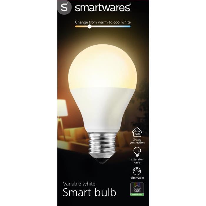 SMARTWARES Ampoule Bulle LED Connectée A60 E27 45 W Blanc Variable HW1600