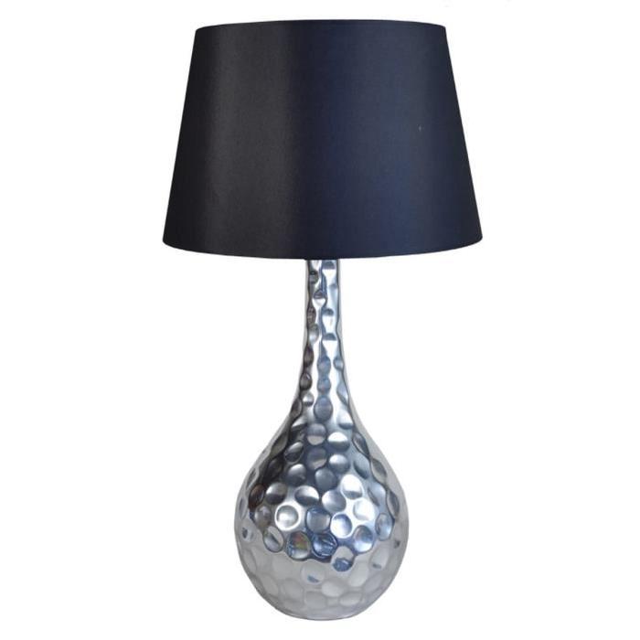 GOLFE   Lampe ceramique, décor boules, hauteur 73 cm, chrome et noir