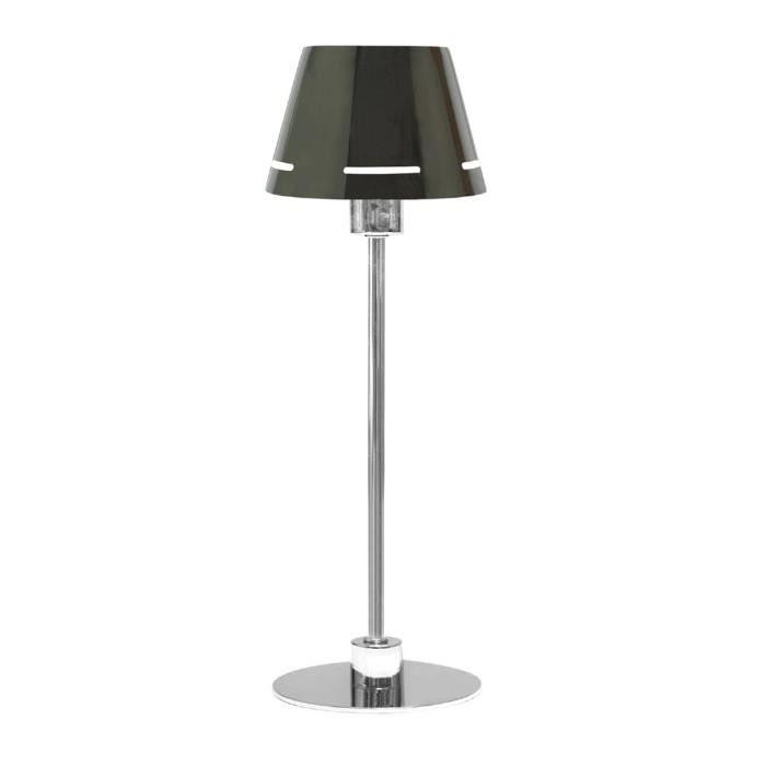 Lampe de table chromé + abat-jour en métal noir - H 50 cm