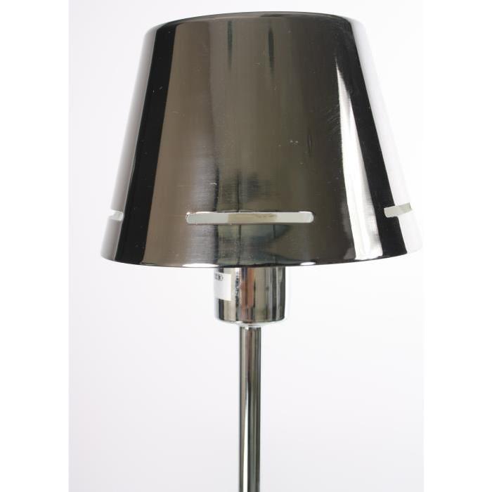 Lampe de table chromé + abat-jour en métal noir - H 50 cm