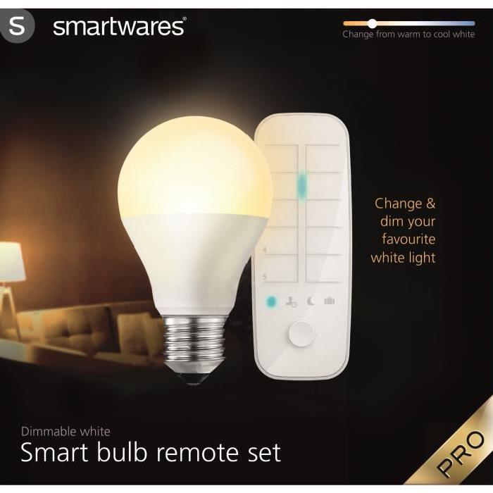 SMARTWARES Ampoule LED Connectée E27 45 W avec Télécommande