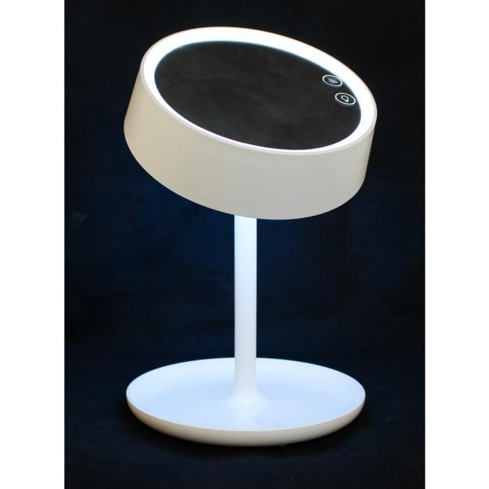 Lampe LED PVC avec tete orientable et miroir intégré - Blanc