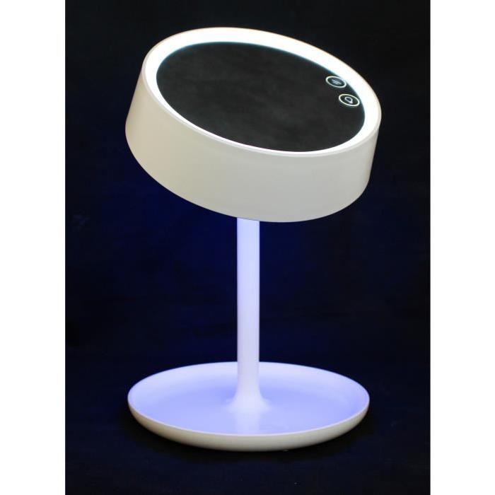 Lampe LED PVC avec tete orientable et miroir intégré - Blanc