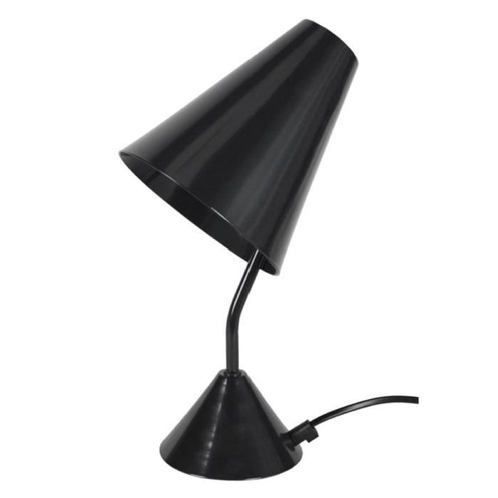 KONICA  Lampe bureau/chevet, cone métal, pied cone métal, hauteur 30 cm, noir