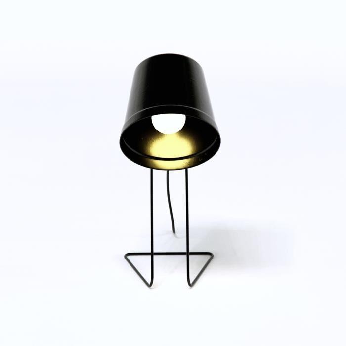 FACTORY  Lampe bureau/chevet, cone métal, pied cone métal, hauteur 38 cm, noir