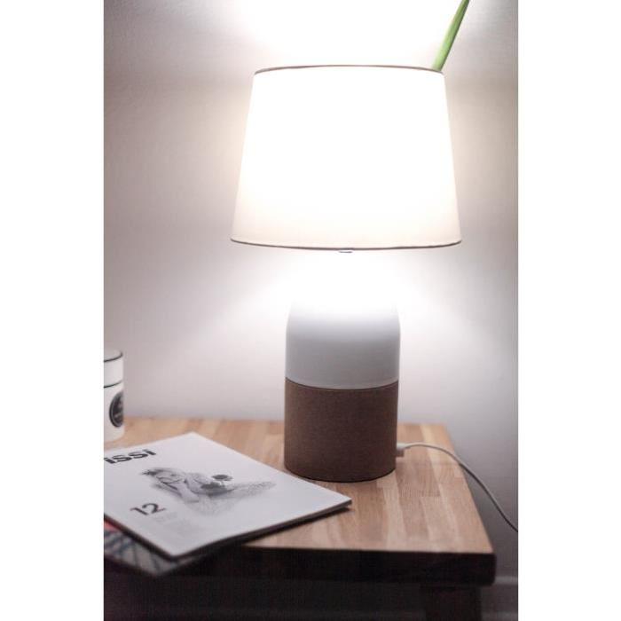 Lampe a poser/chevet Margaux diametre 25 cm E27 60W blanc