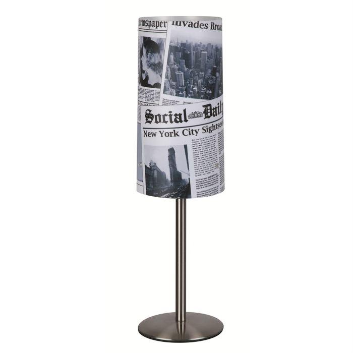 Lampe a poser NEWSPAPER E14 40W gris et blanc