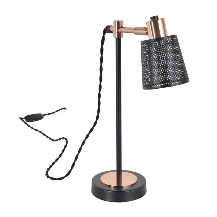 STORY Lampe métal L 12 cm H 40 cm Noir mat et cuivre