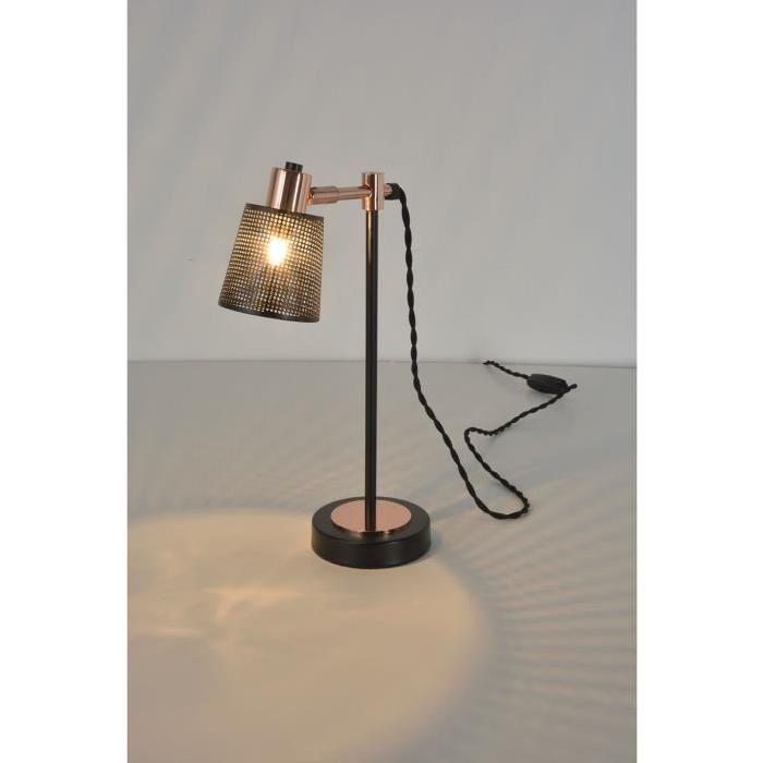 STORY Lampe métal L 12 cm H 40 cm Noir mat et cuivre